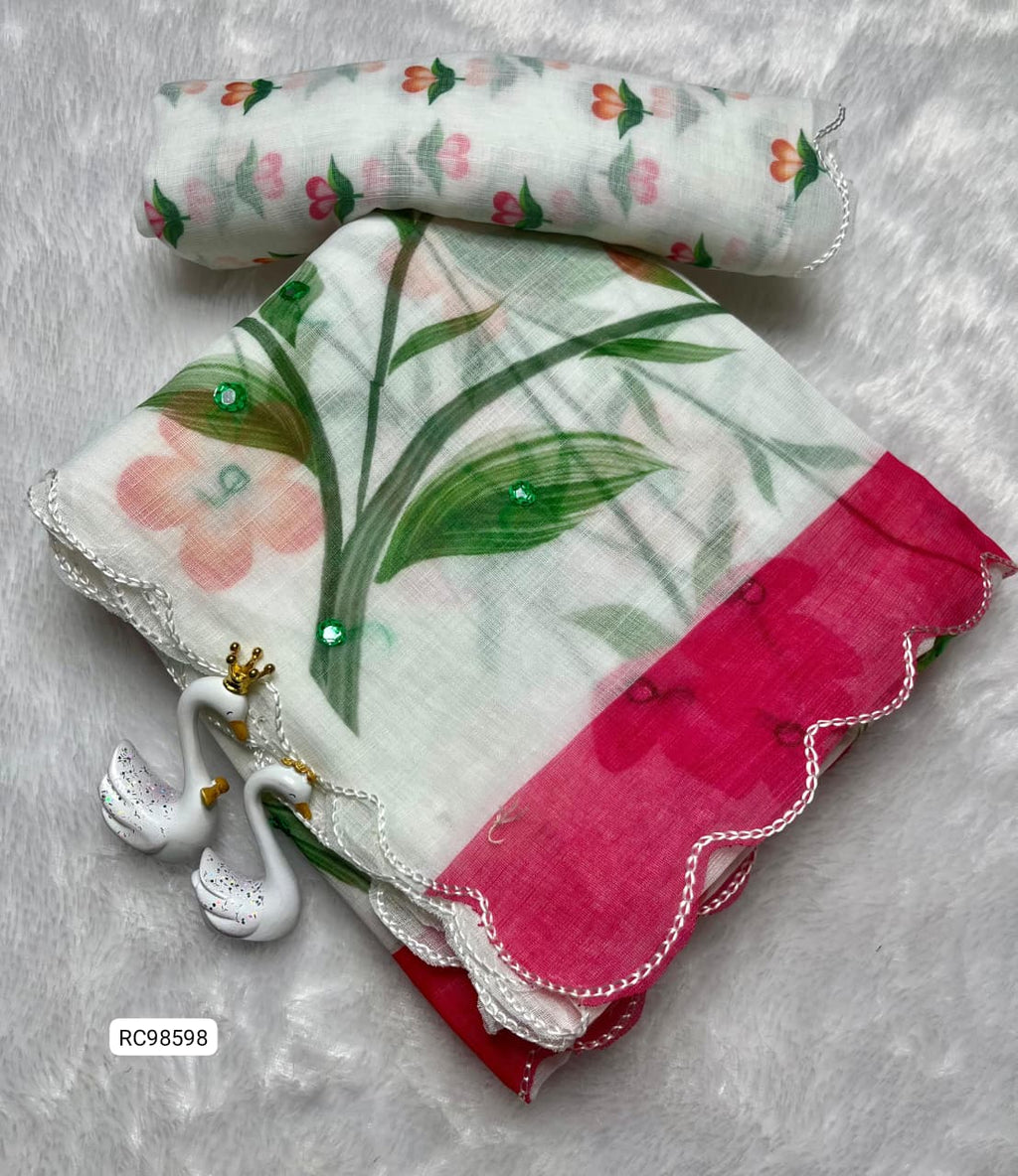 Soft Linen Brush Print Saree