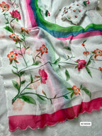 Soft Linen Brush Print Saree