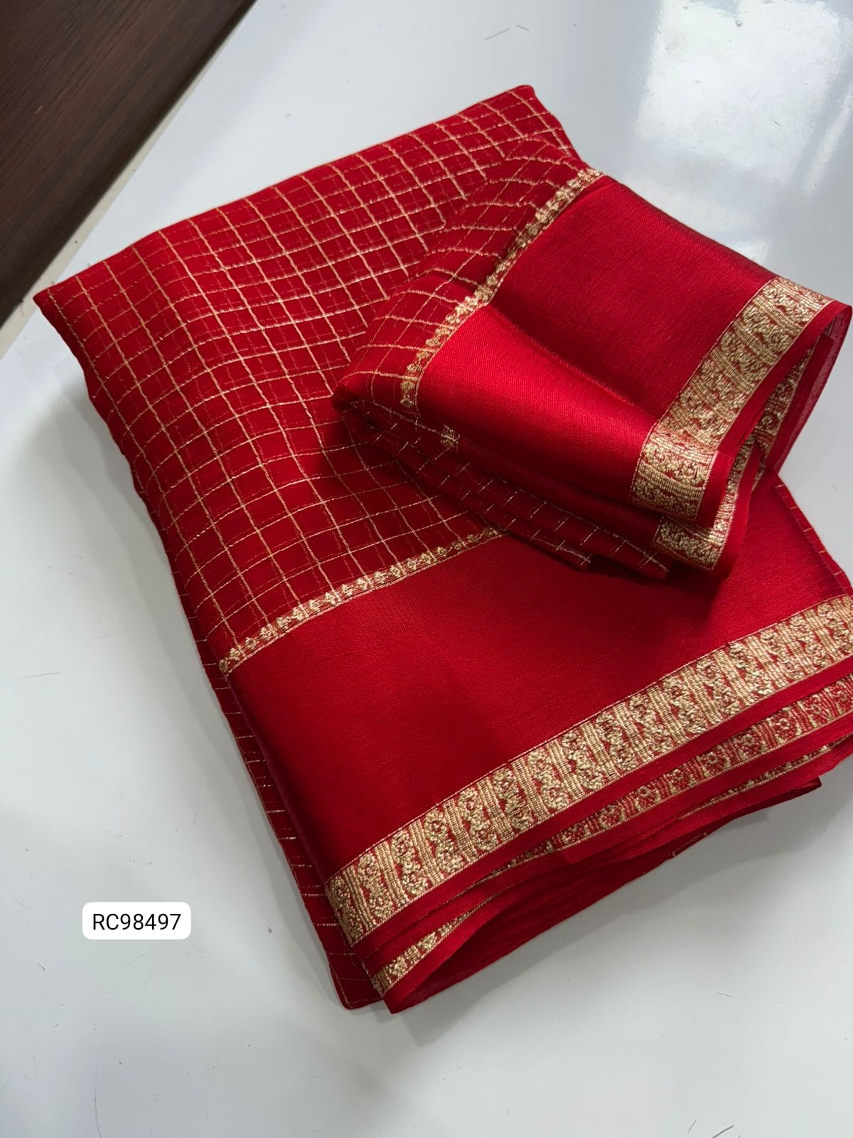 Pure Viscose Chex Saree