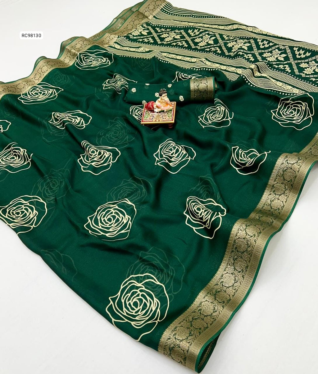 Pure Calcutta Moss Mellow Georgette Sarees