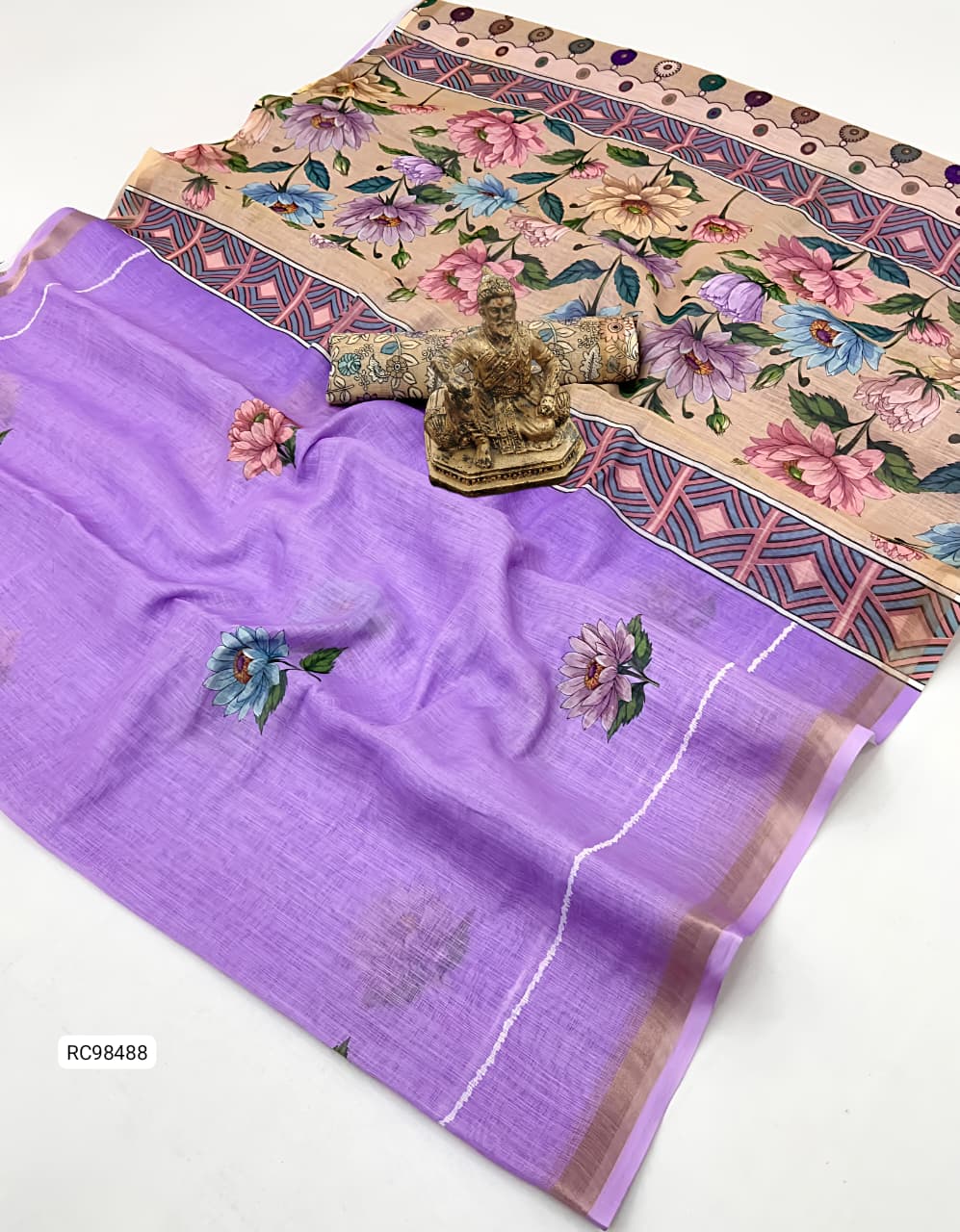 Heavy Gold Linen Blooming Saree