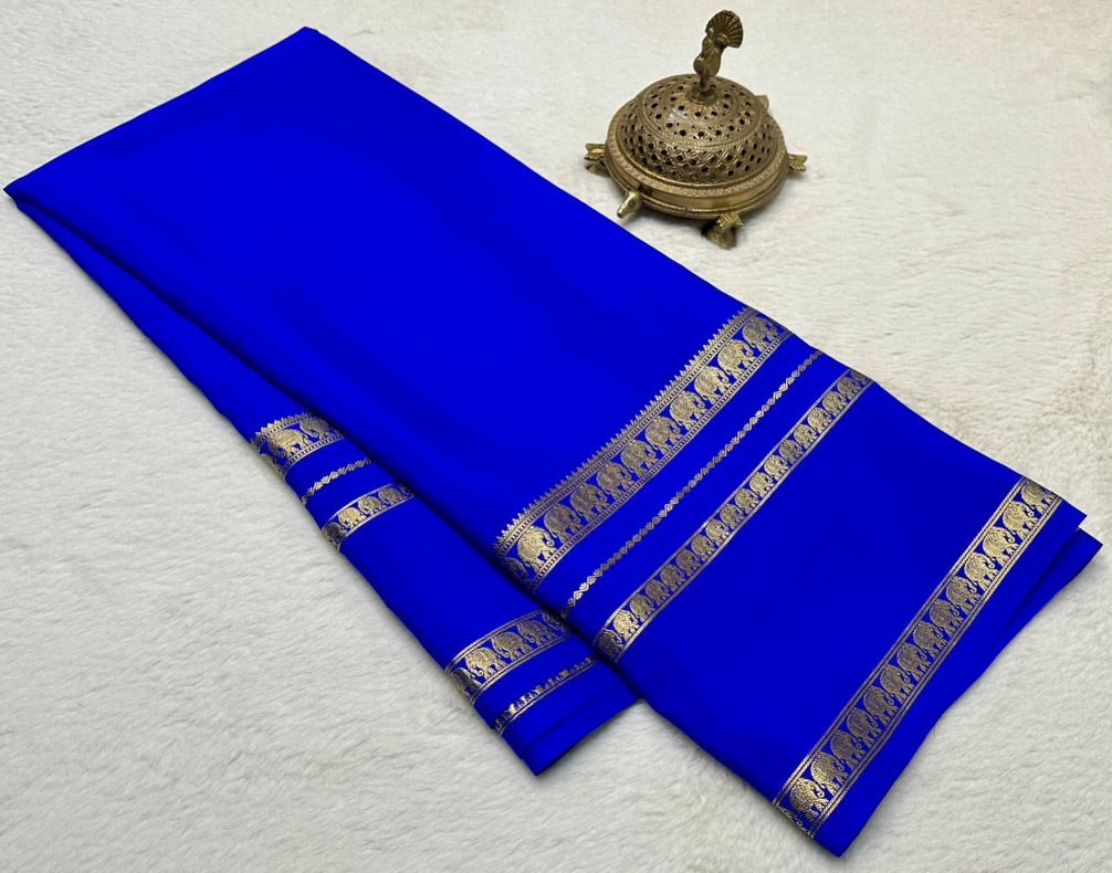 Super Premium Semi Crepe Mysore Silk Sarees