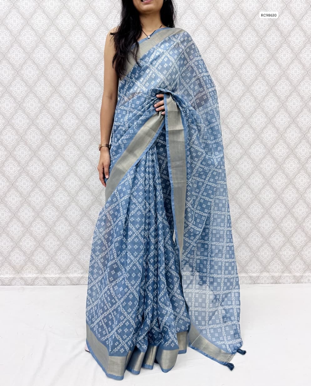 Premium Cotton Satin Bandhej Saree