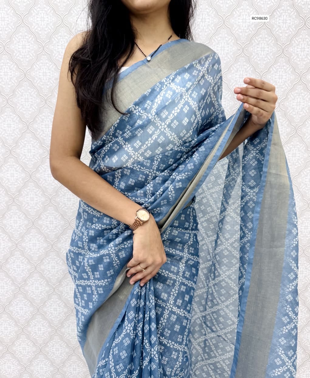 Premium Cotton Satin Bandhej Saree