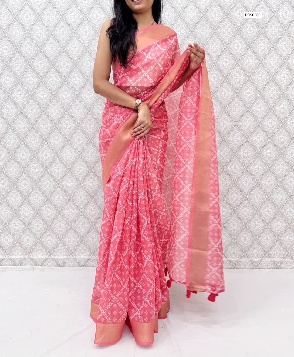 Premium Cotton Satin Bandhej Saree