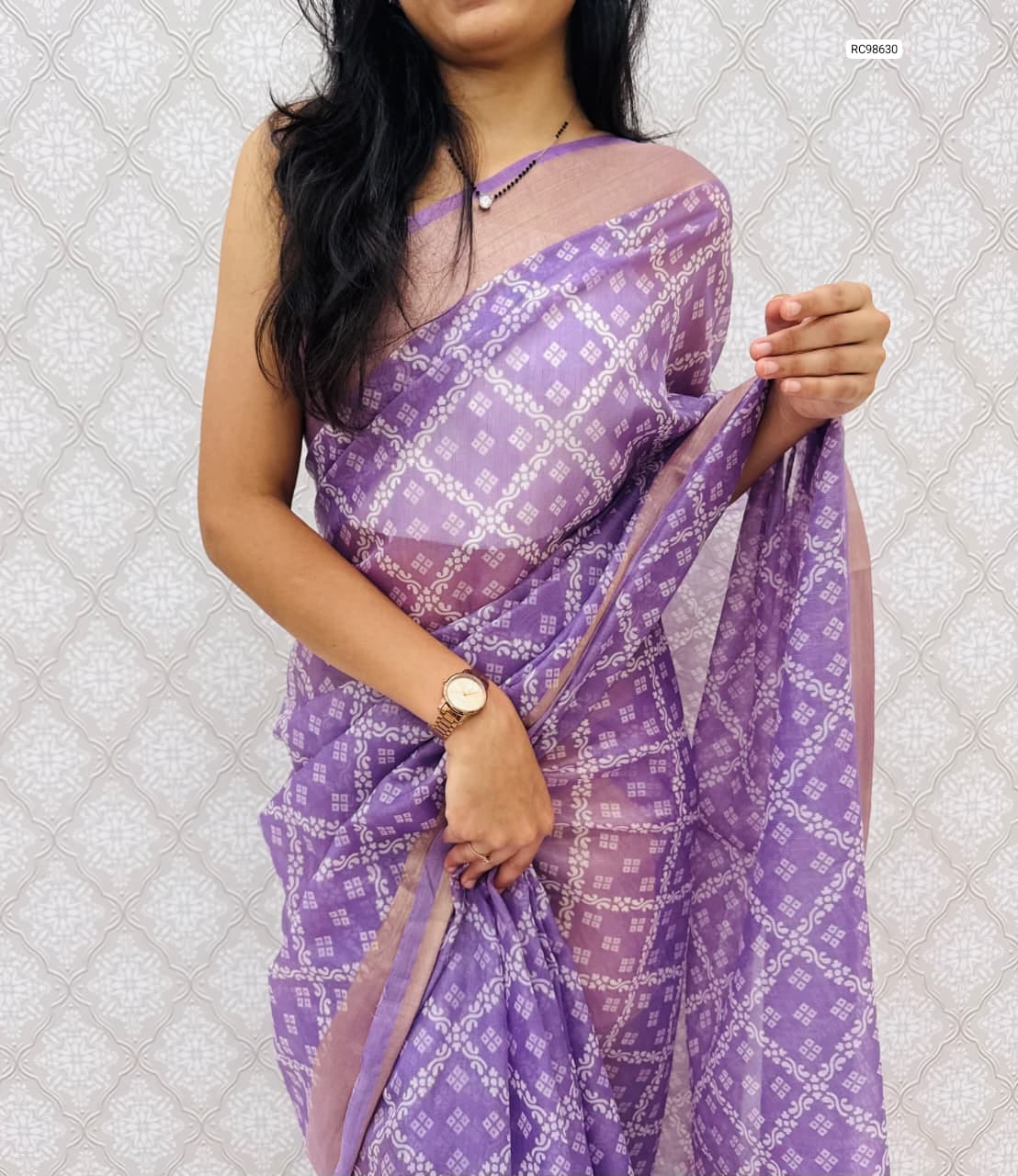 Premium Cotton Satin Bandhej Saree