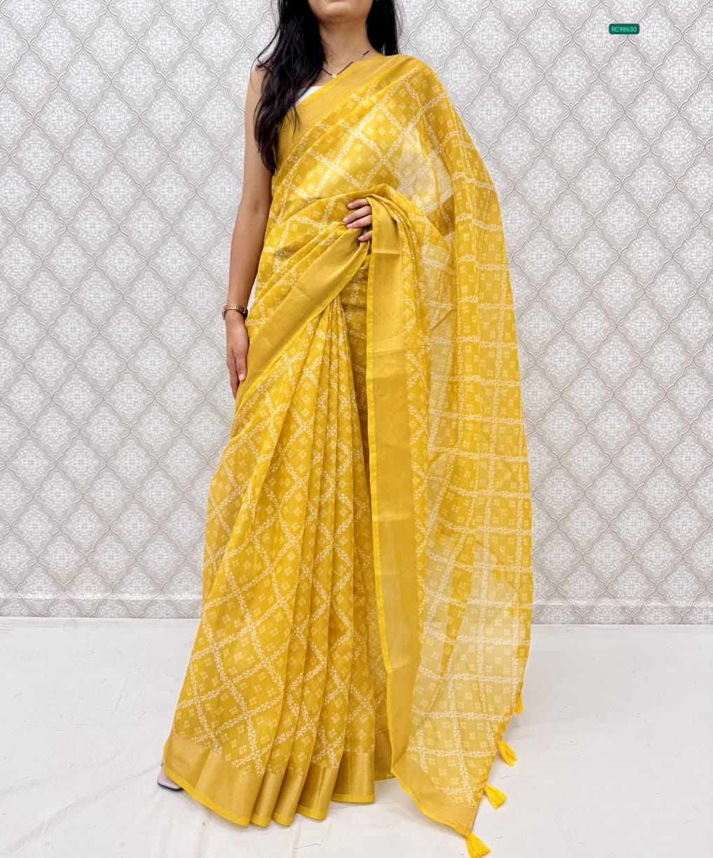 Premium Cotton Satin Bandhej Saree
