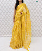 Premium Cotton Satin Bandhej Saree
