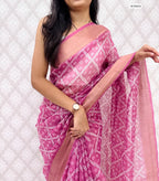 Premium Cotton Satin Bandhej Saree
