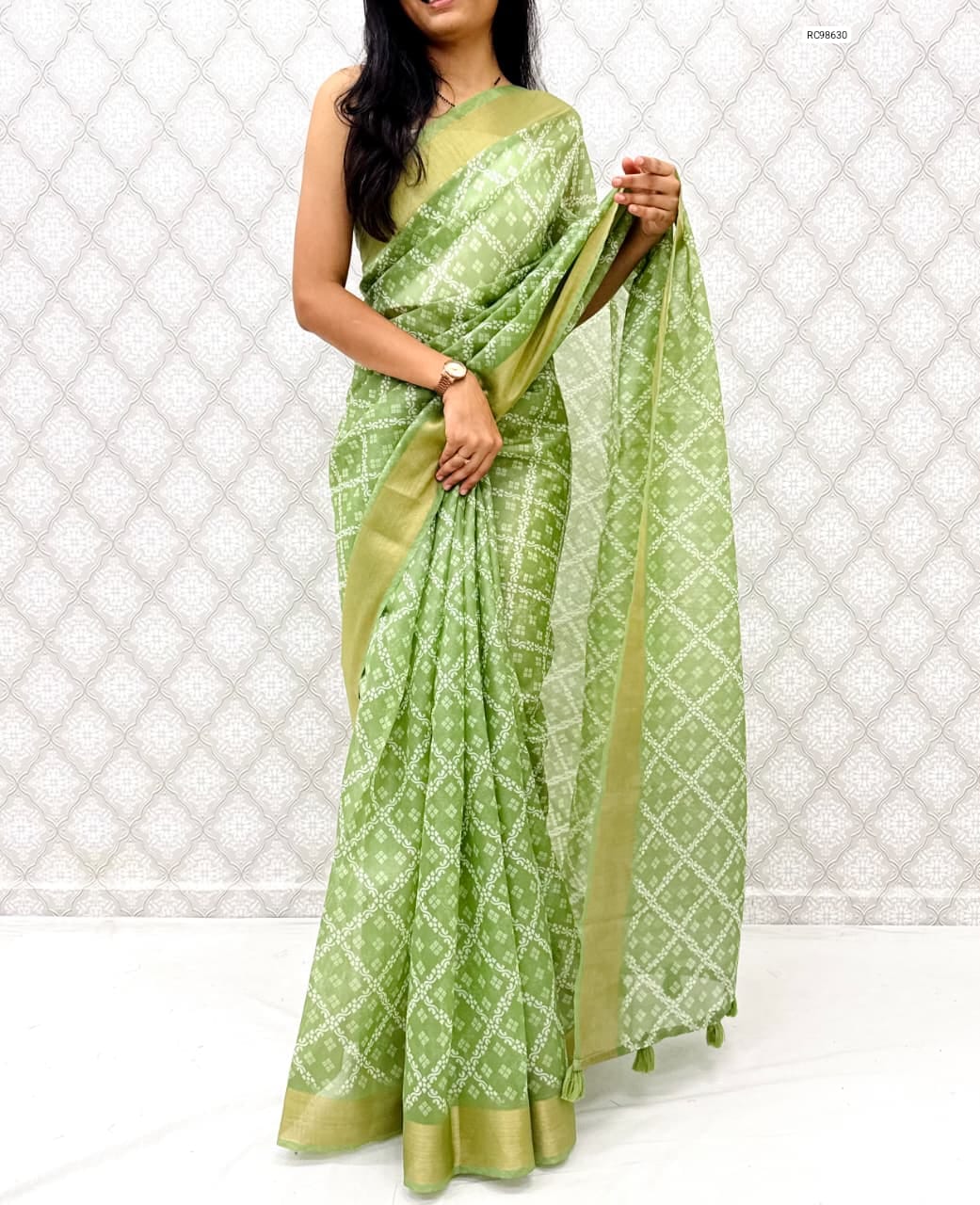 Premium Cotton Satin Bandhej Saree