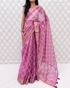 Premium Cotton Satin Bandhej Saree