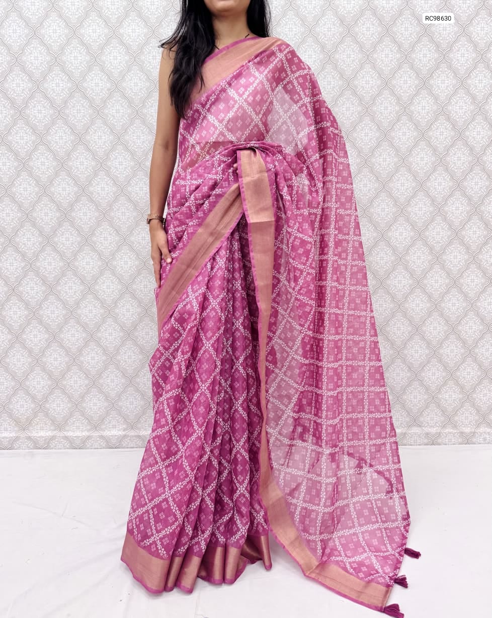 Premium Cotton Satin Bandhej Saree