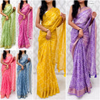 Premium Cotton Satin Bandhej Saree