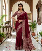 Original Semi Gajji Ajrakh Silk Saree