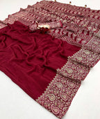Original Semi Gajji Ajrakh Silk Saree