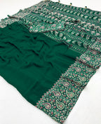 Original Semi Gajji Ajrakh Silk Saree