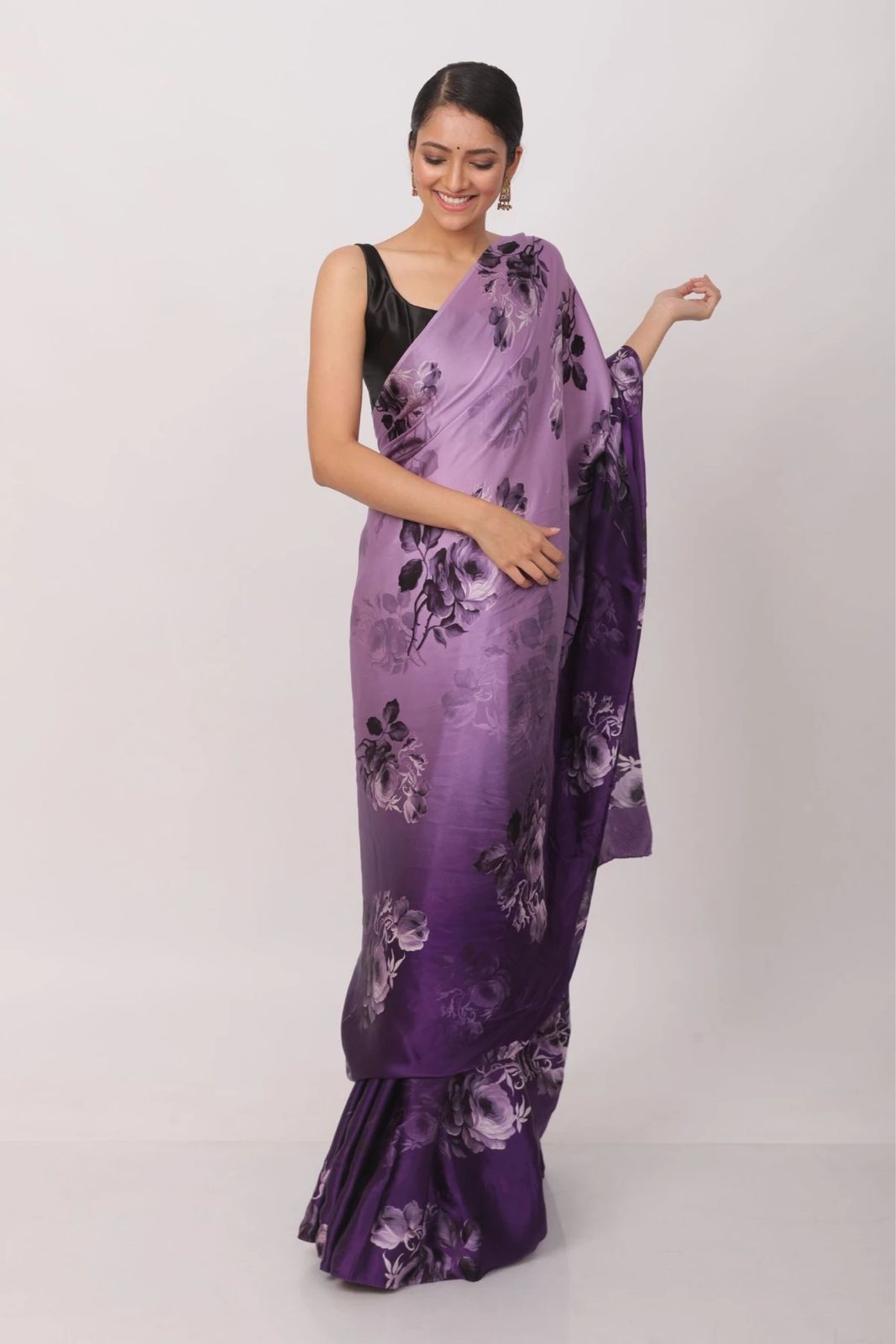 Floral Heavy Satin Sarees