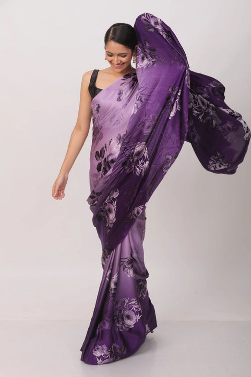 Floral Heavy Satin Sarees