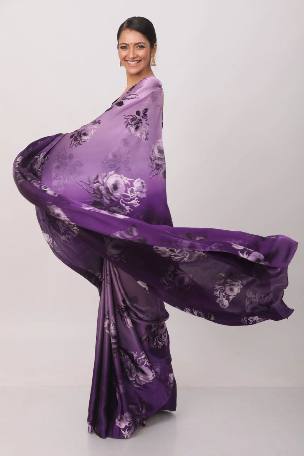 Floral Heavy Satin Sarees
