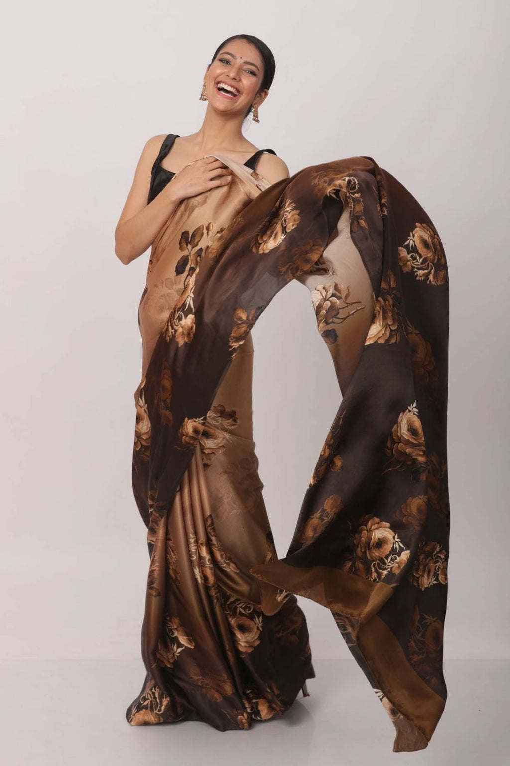 Floral Heavy Satin Sarees