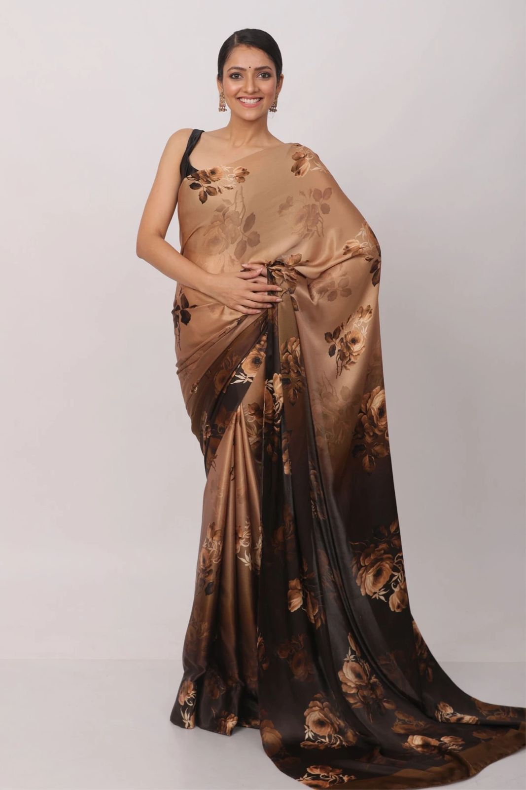 Floral Heavy Satin Sarees