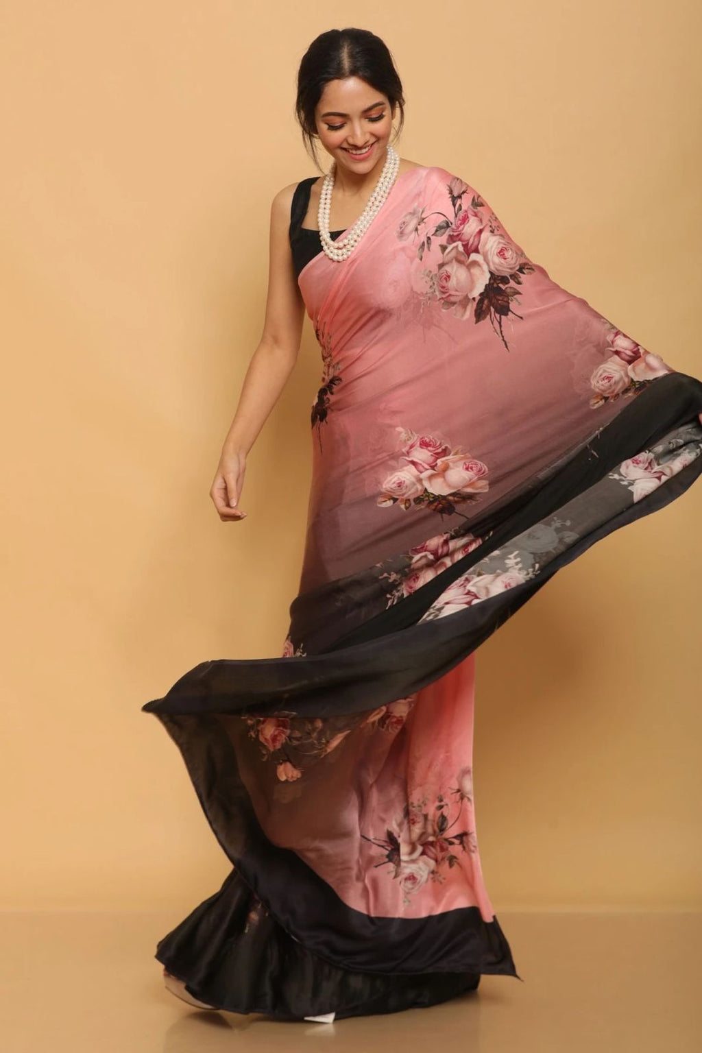 Floral Heavy Satin Sarees
