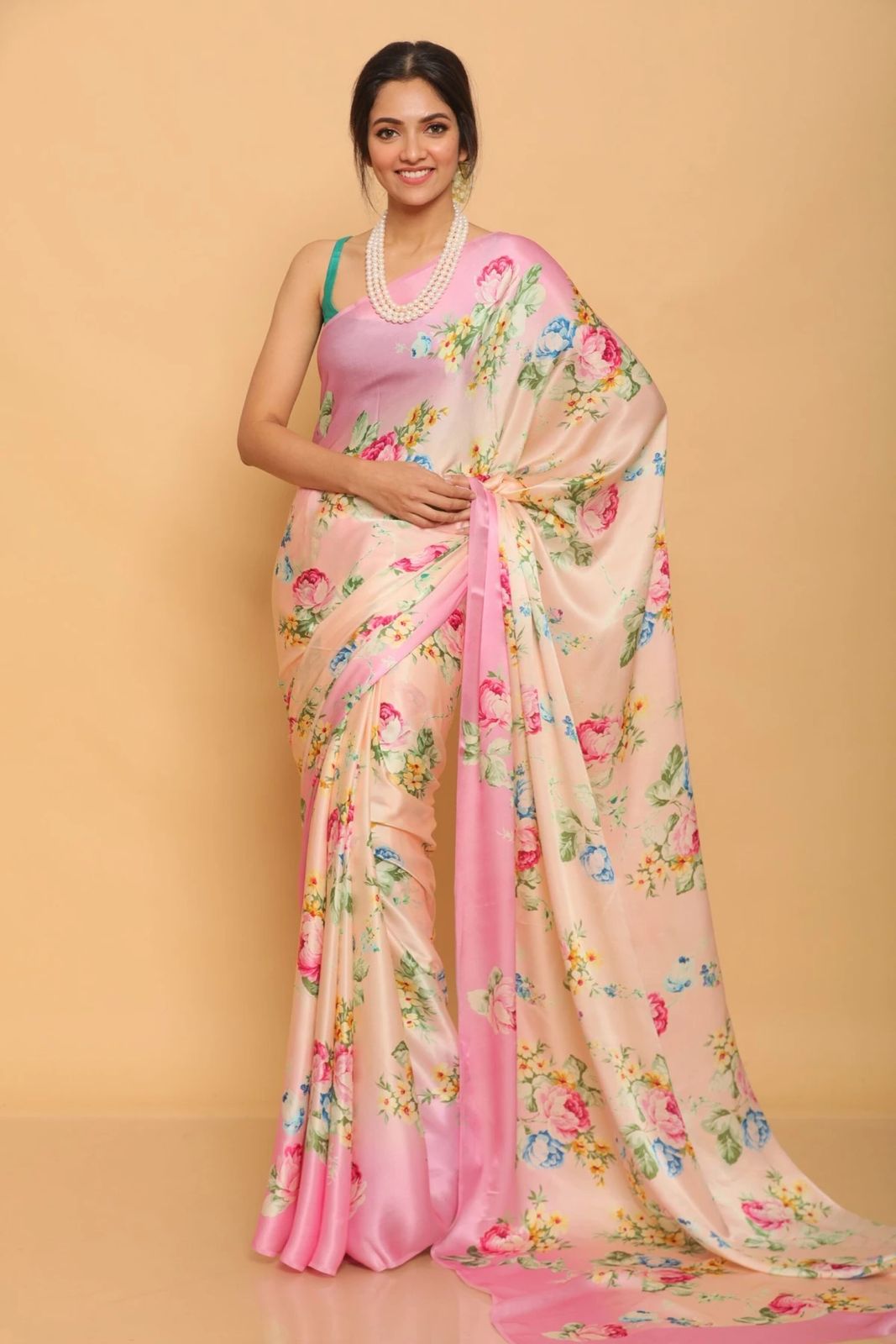 Floral Heavy Satin Sarees