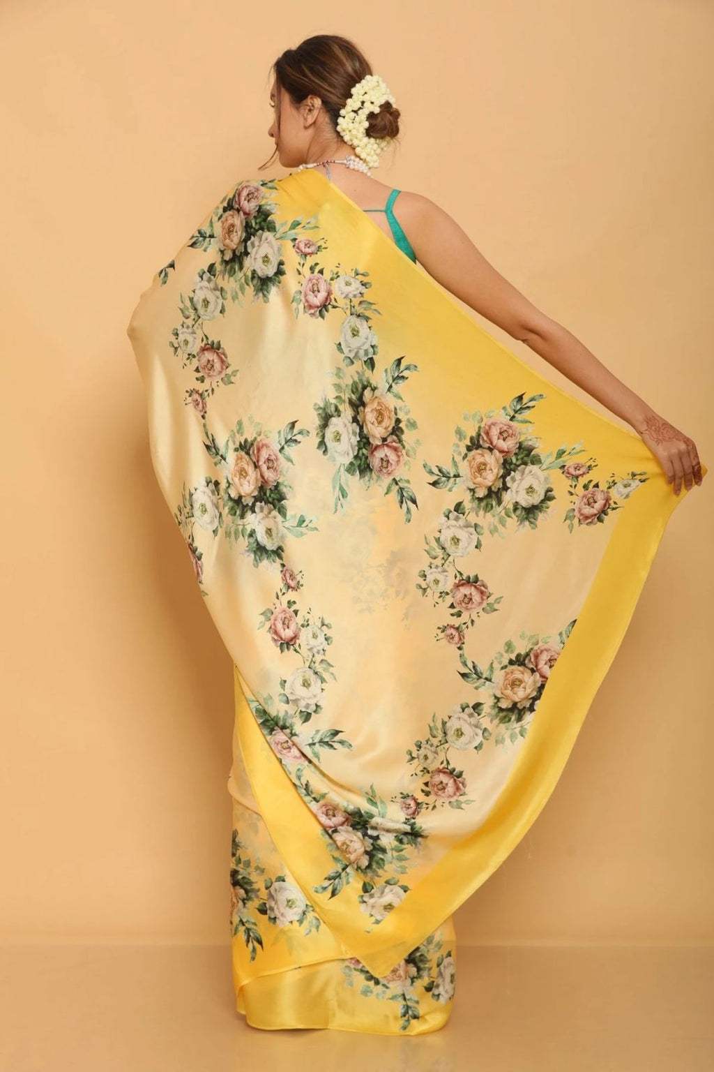 Floral Heavy Satin Sarees