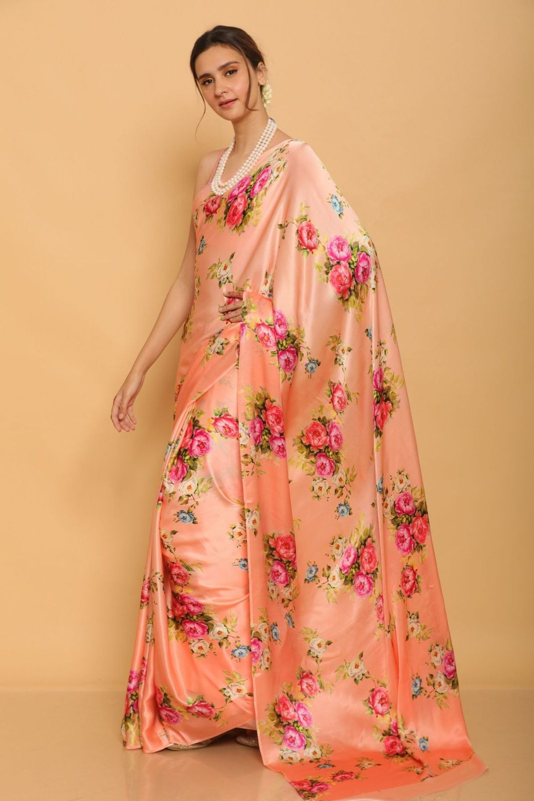 Floral Heavy Satin Sarees