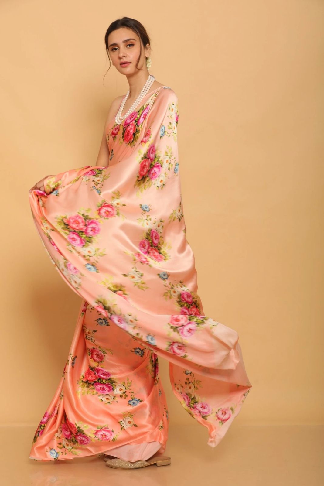 Floral Heavy Satin Sarees