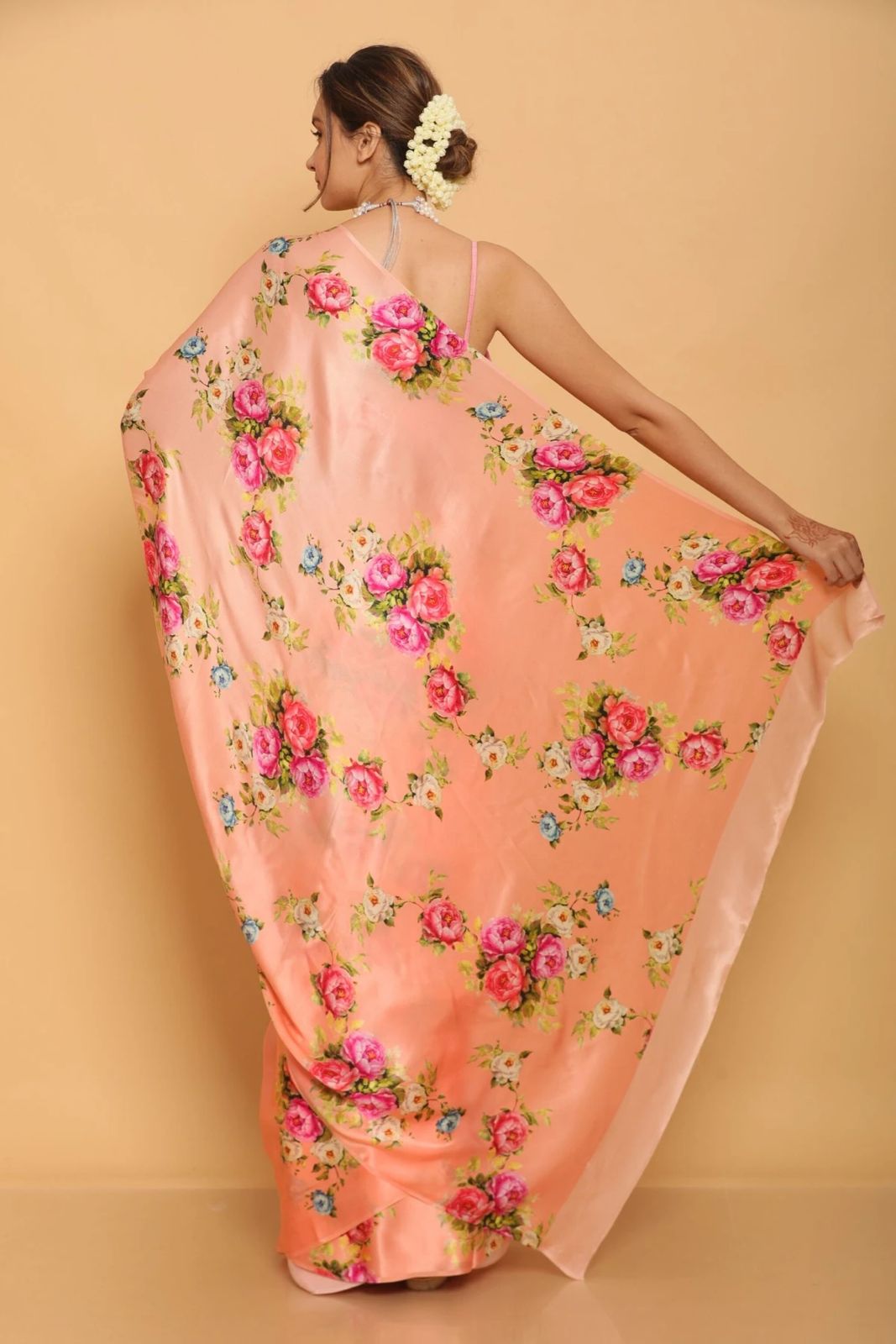 Floral Heavy Satin Sarees