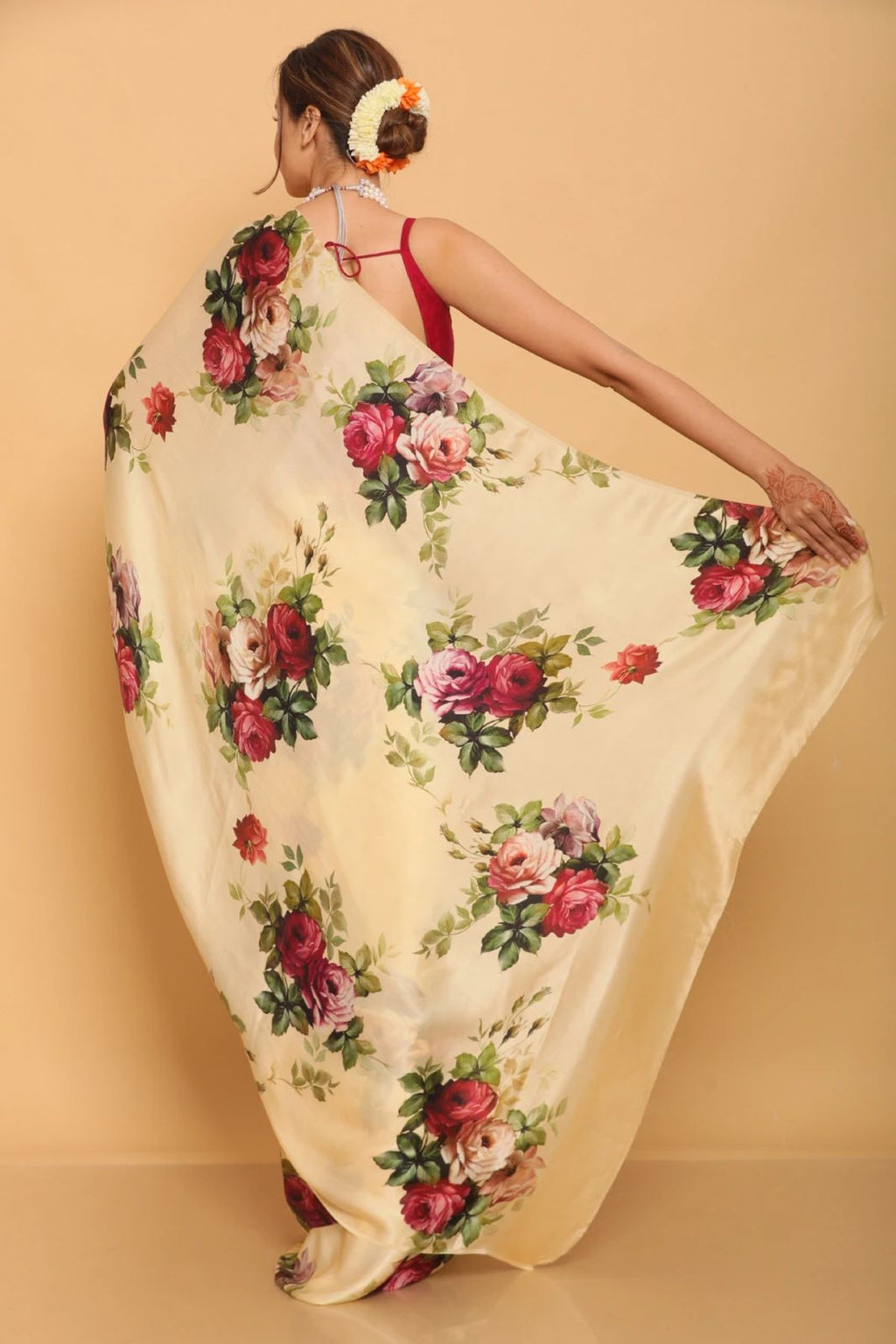 Floral Heavy Satin Sarees