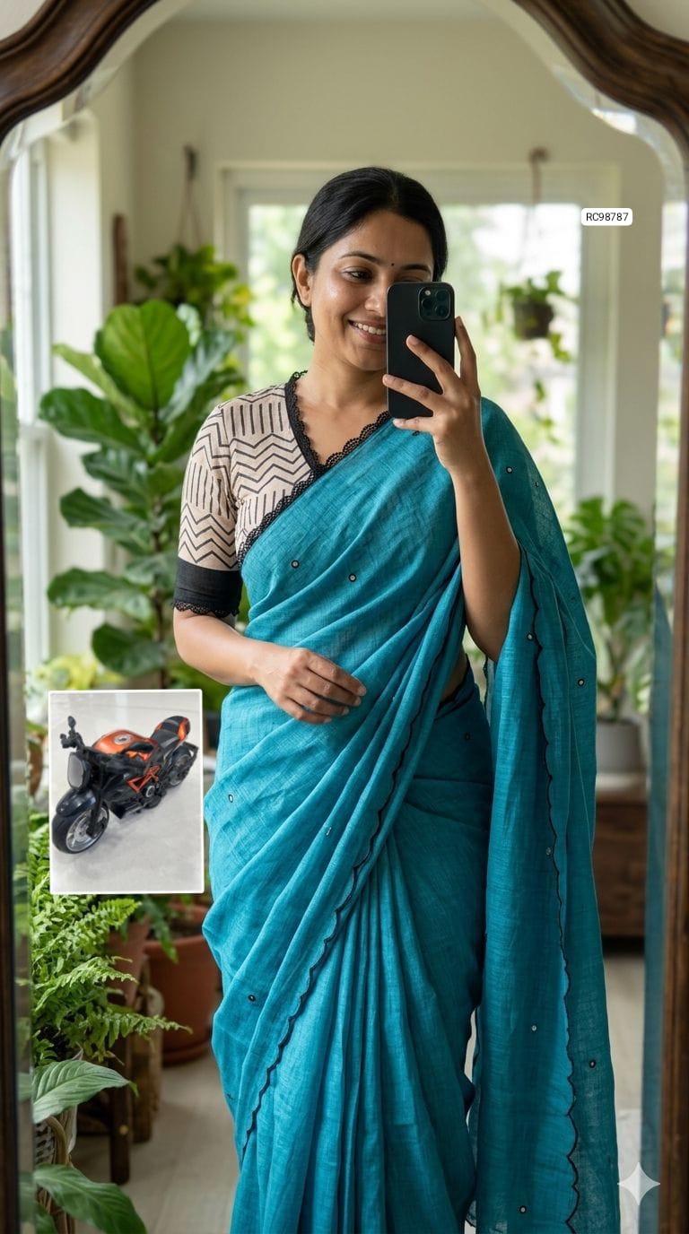Soft Linen Cotton Digital Printed Saree