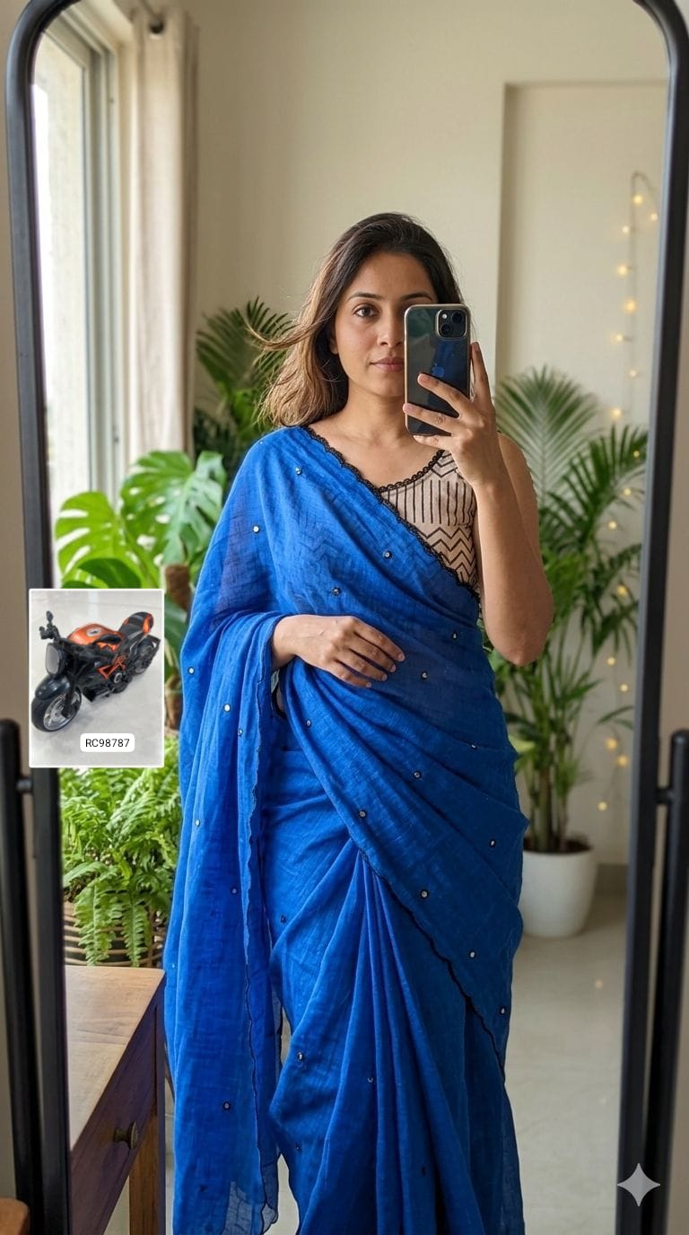 Soft Linen Cotton Digital Printed Saree