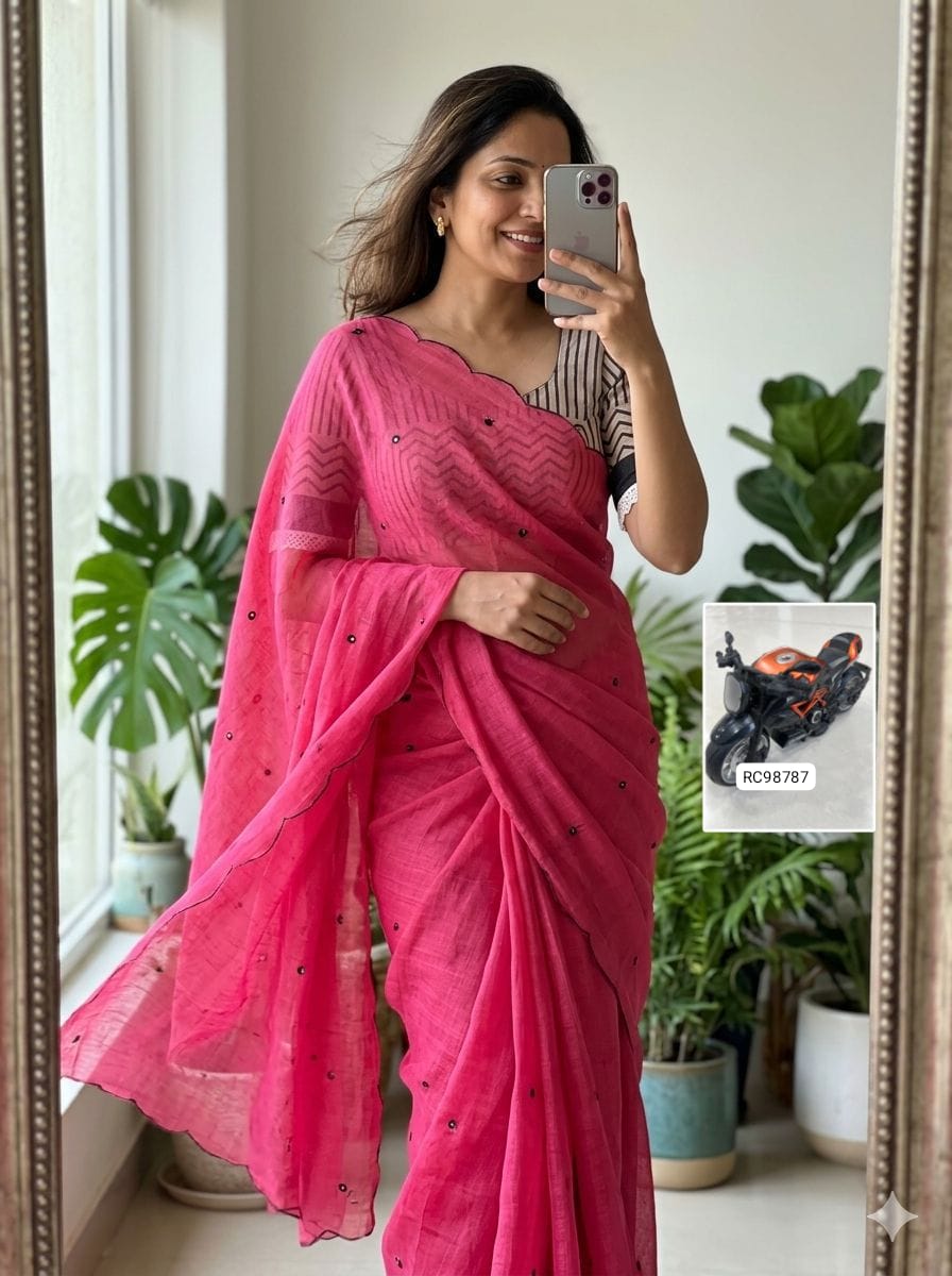 Soft Linen Cotton Digital Printed Saree