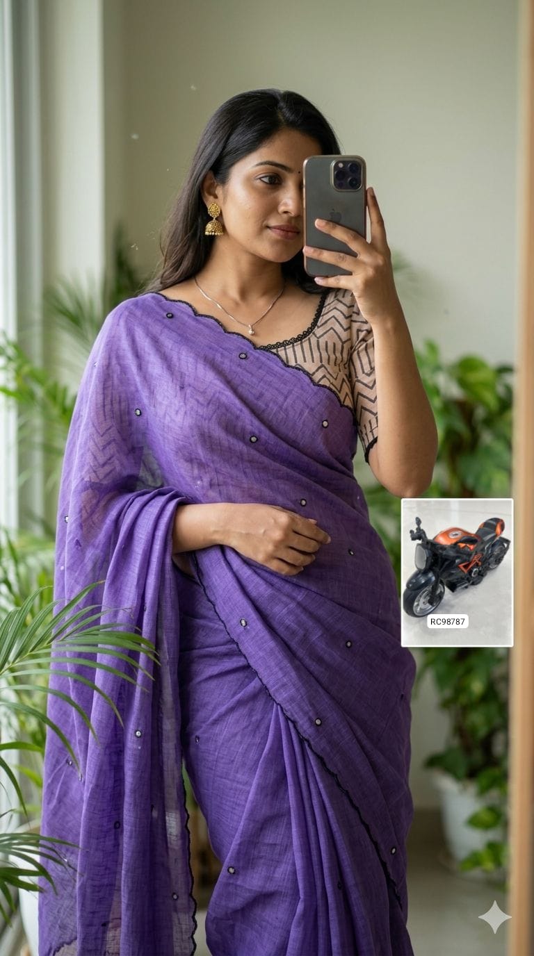 Soft Linen Cotton Digital Printed Saree