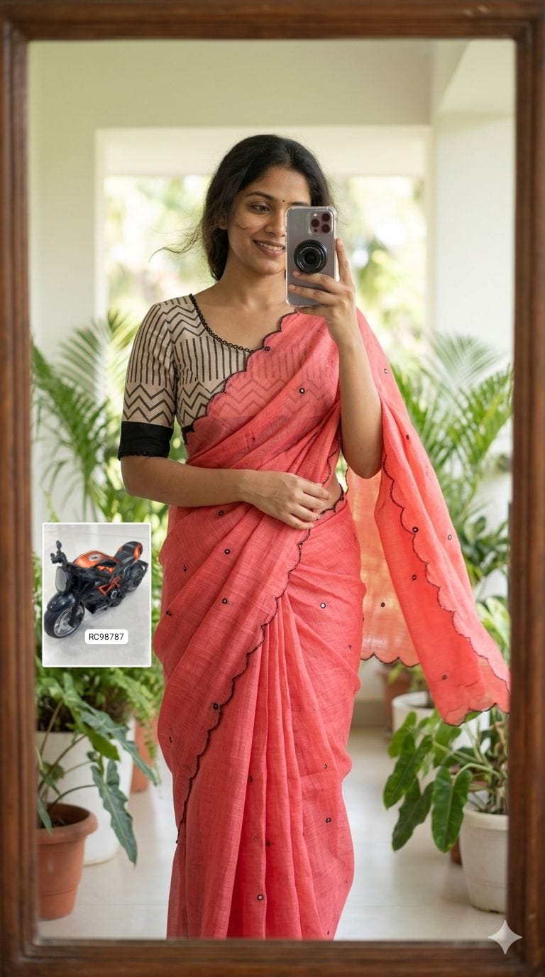 Soft Linen Cotton Digital Printed Saree