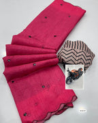 Soft Linen Cotton Digital Printed Saree