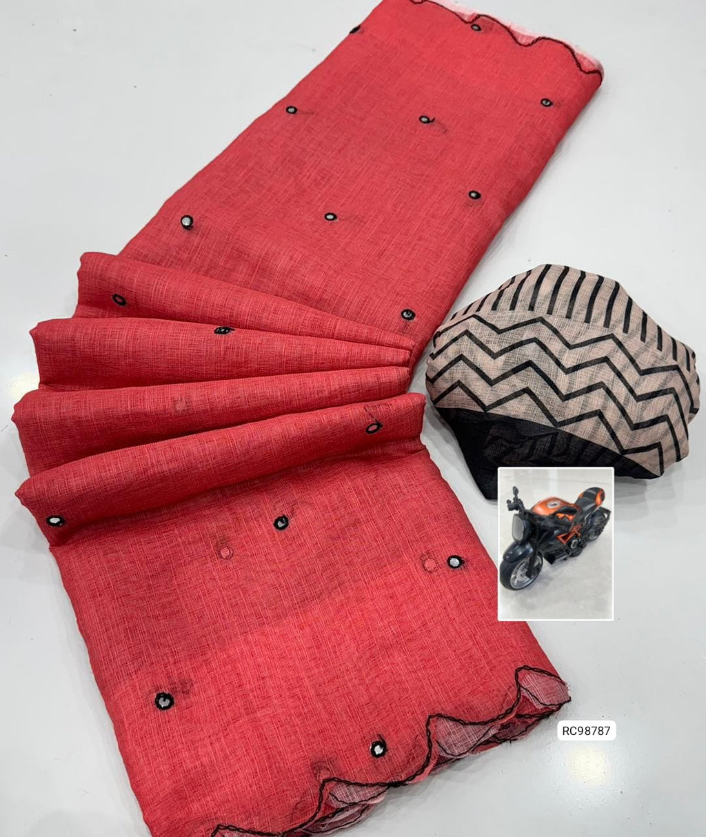 Soft Linen Cotton Digital Printed Saree