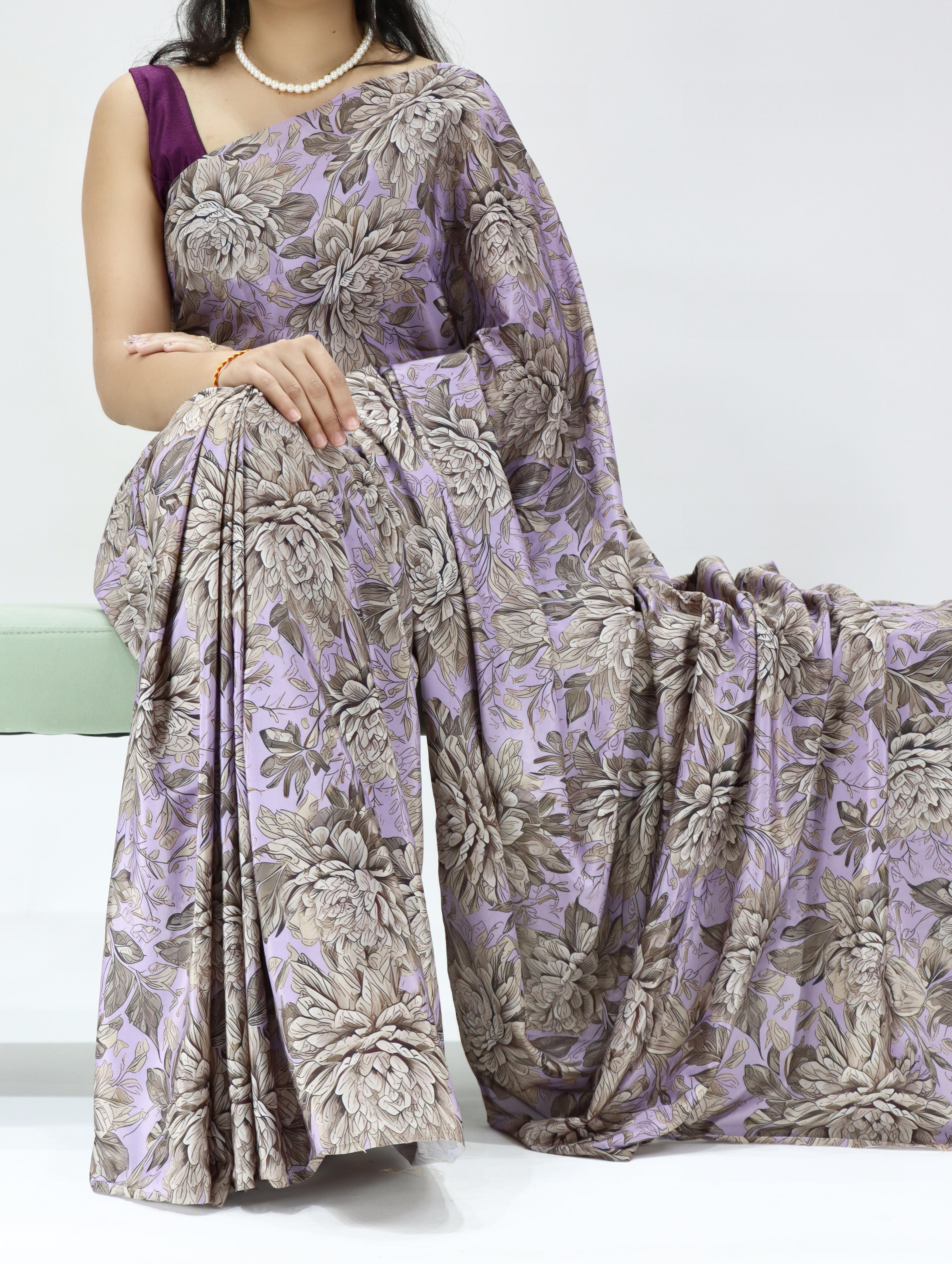 Silk Crepe Printed Saree