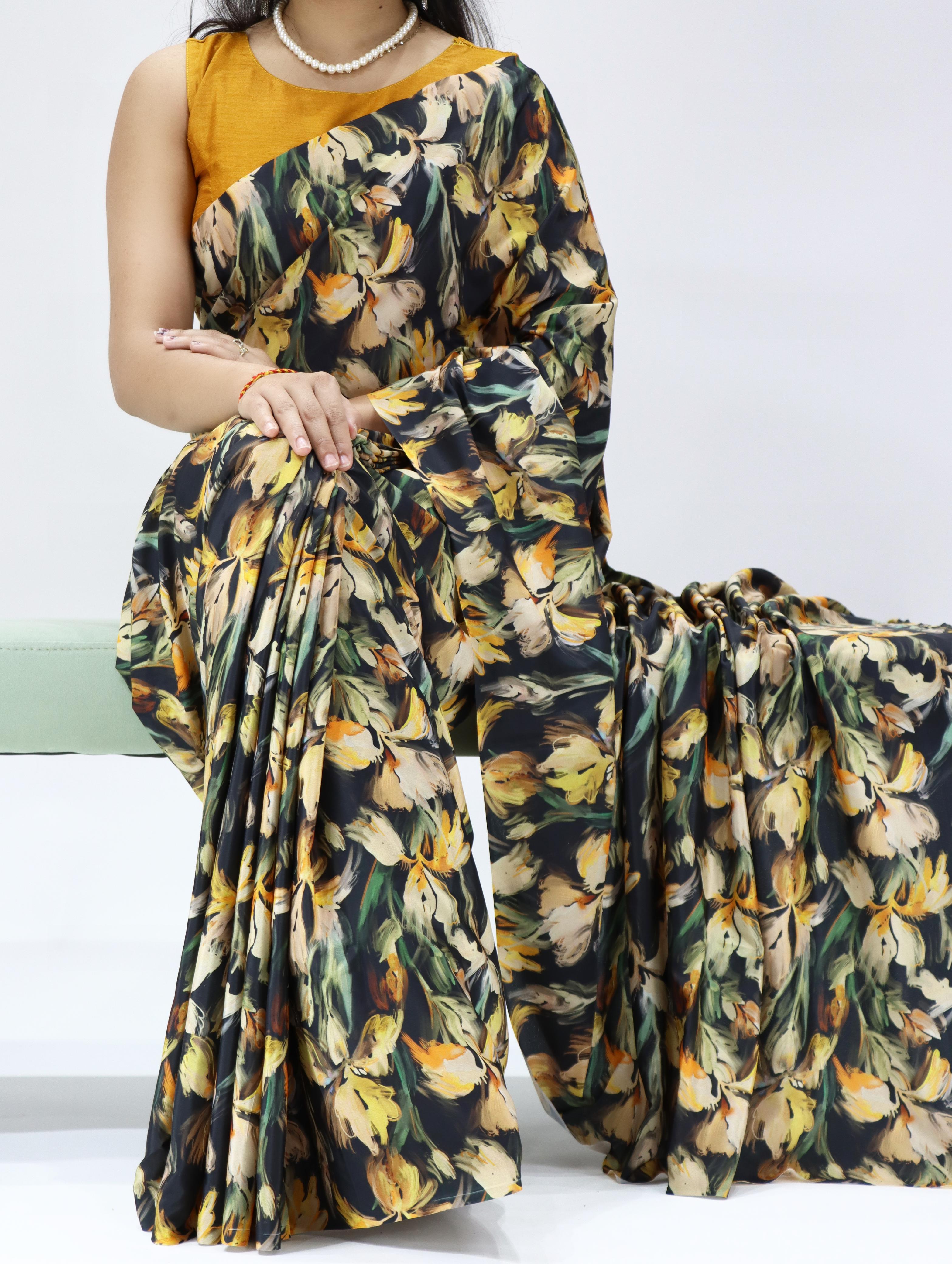 Silk Crepe Printed Saree