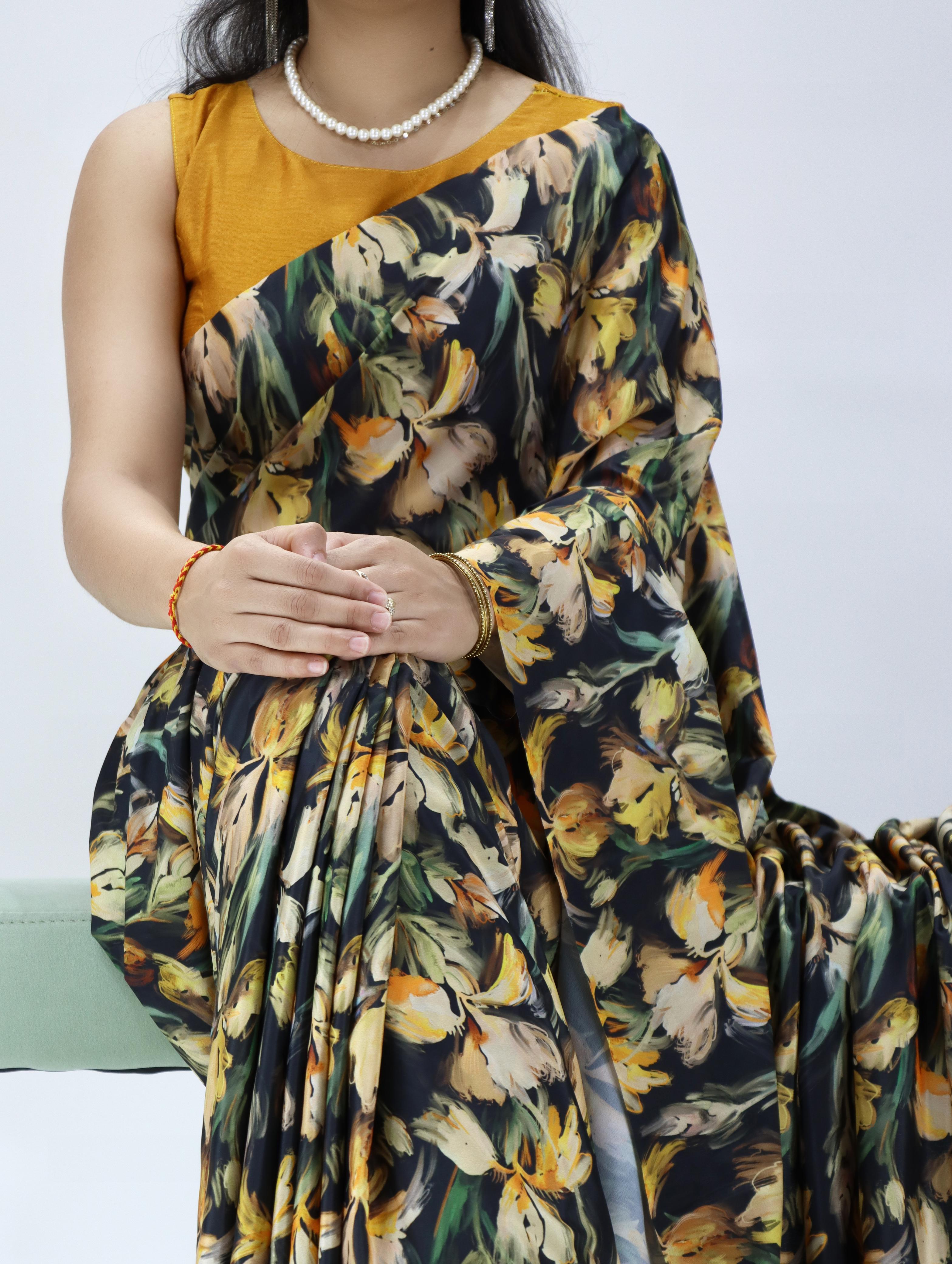 Silk Crepe Printed Saree