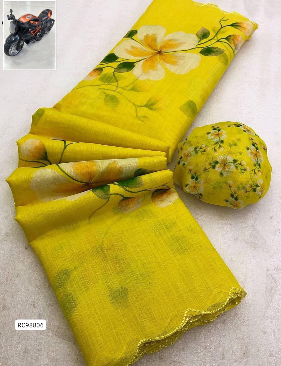Soft Linen Floral Saree