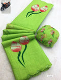 Soft Linen Floral Saree
