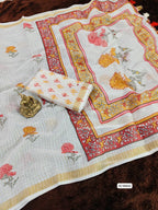 Heavy Linen Chex Blooming Saree