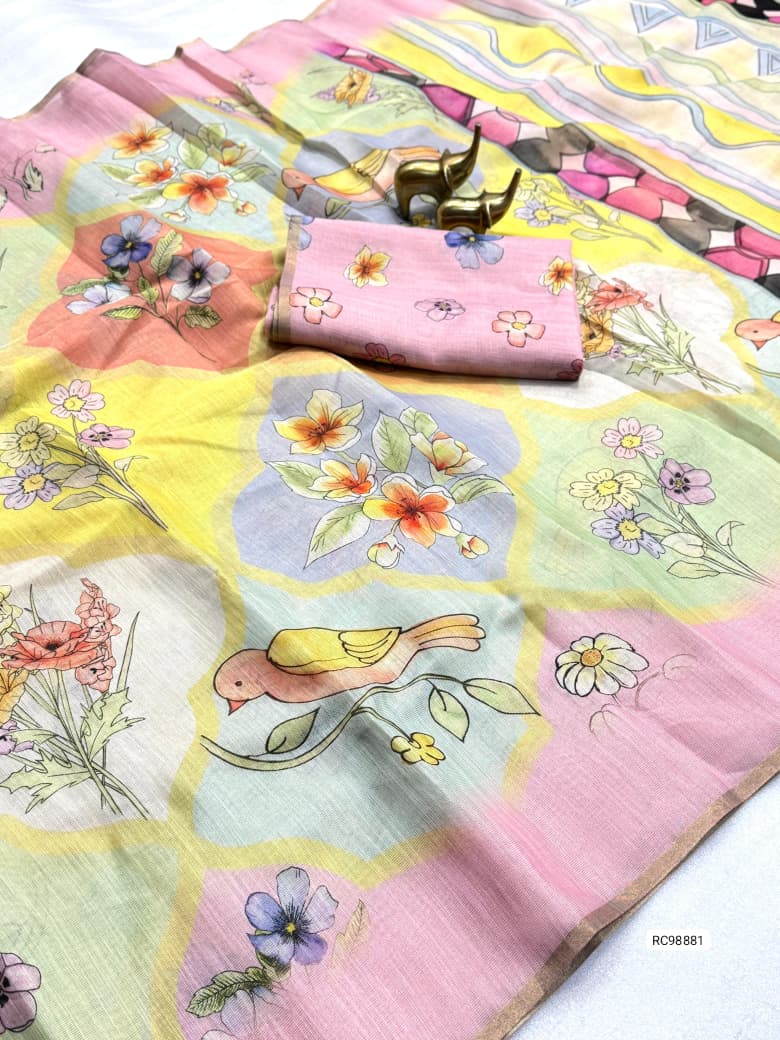 Tissue Zari Digital Print Saree