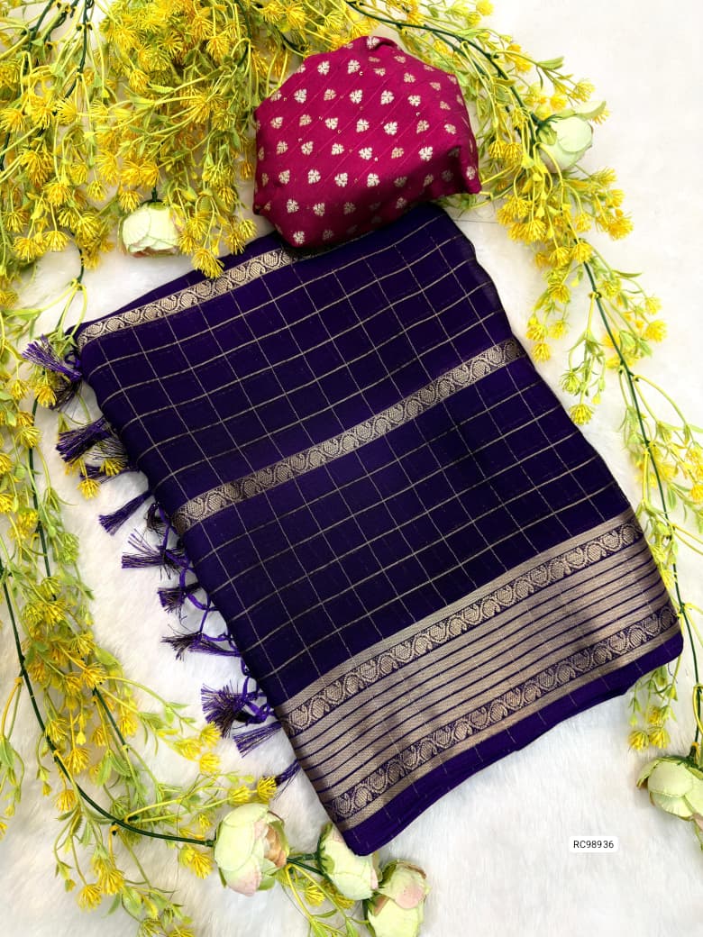 Viscose Chinon Weaving Saree