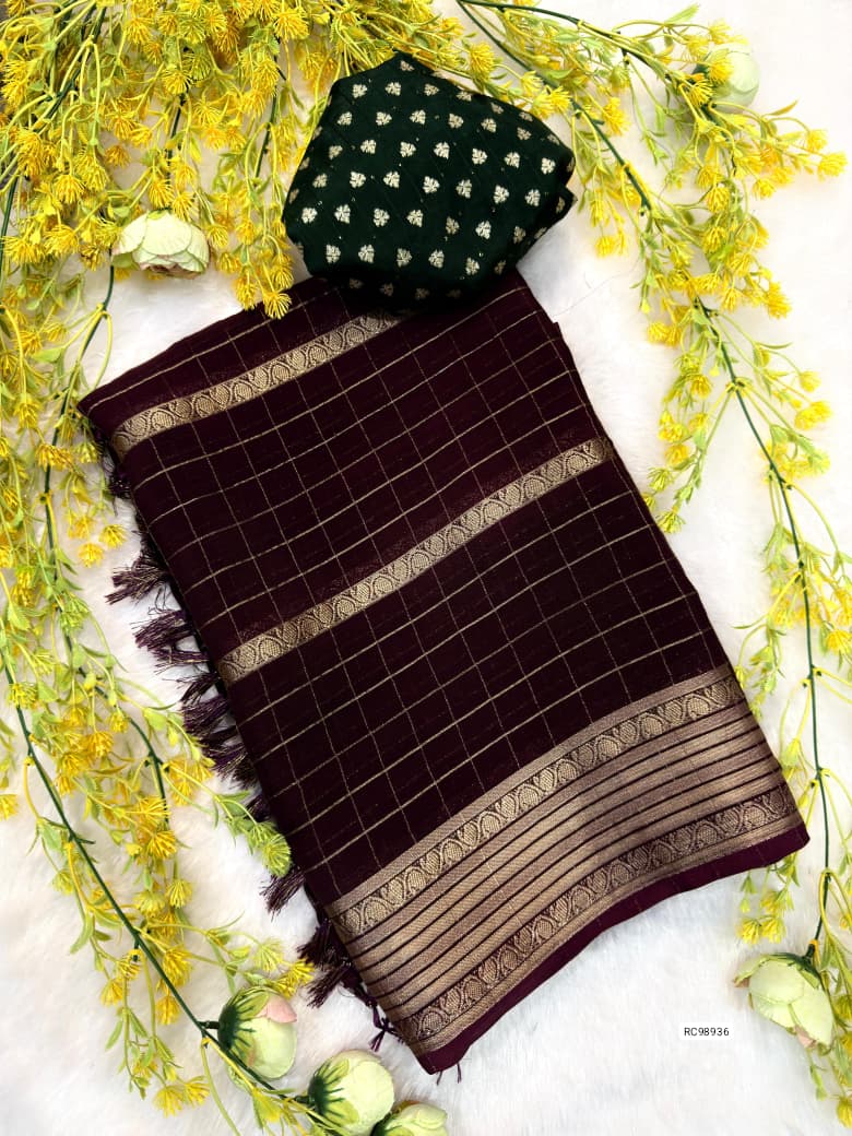 Viscose Chinon Weaving Saree