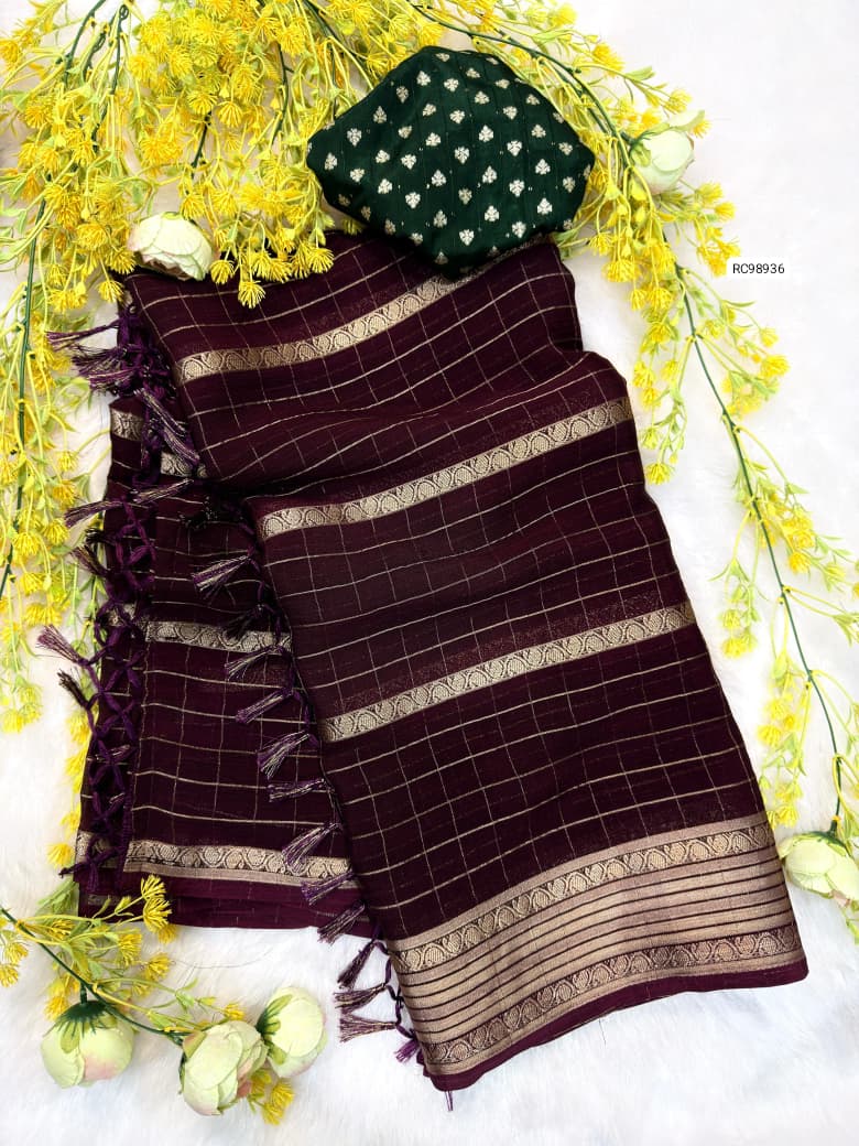 Viscose Chinon Weaving Saree