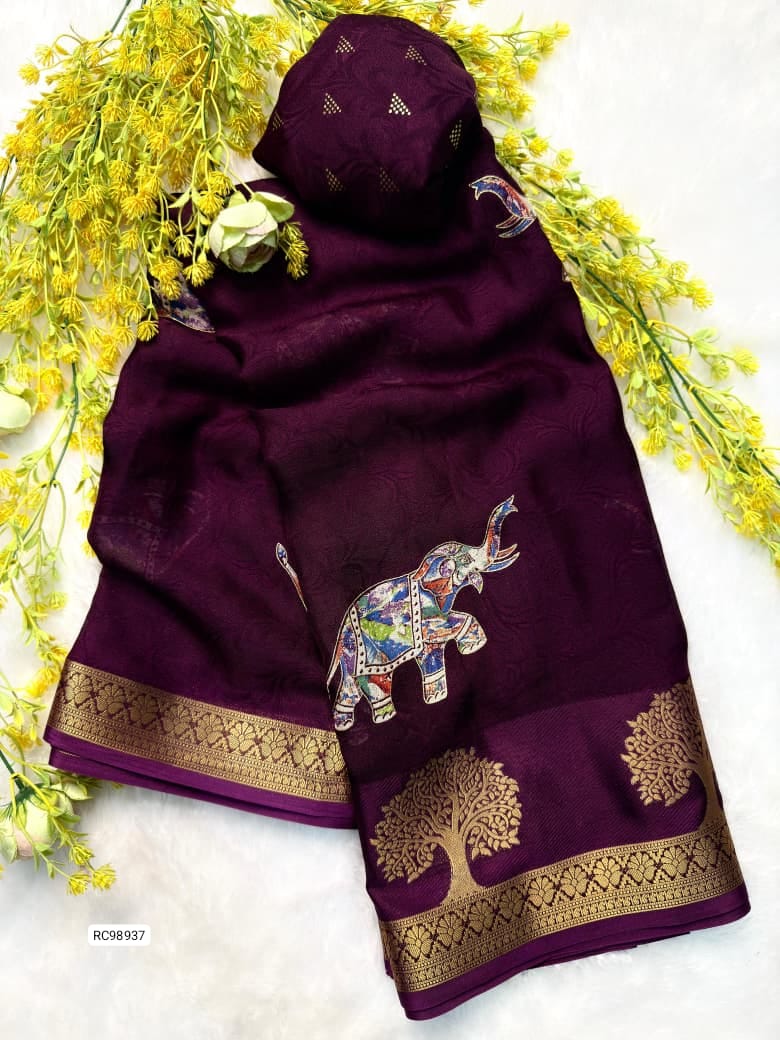 Premium Marsh mallow Self Weaving Saree